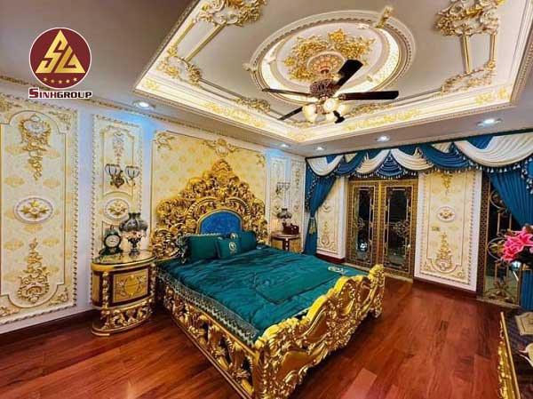 mẫu trần phòng khách dát vàng - ảnh 12