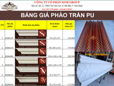 bảng báo giá phào trần nhựa