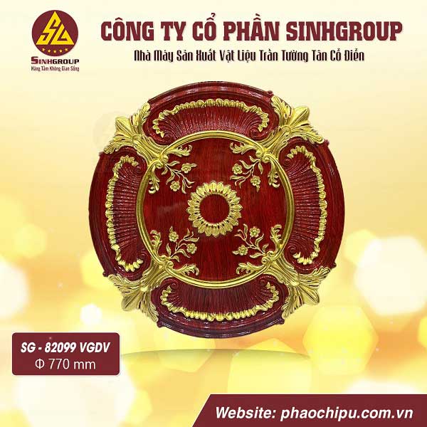 Mâm Trần Trang Trí PU SG-82099-VGDV Vân Gỗ Dát Vàng loại ít vàng