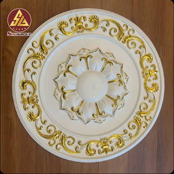 mâm trần trang trí Pu SG-82058 trắng dát vàng