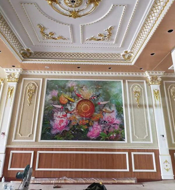 Top 30 mẫu tường tân cổ điển đẹp, sang trọng sử dụng phào chỉ Pu 9 Những mẫu tường tân cổ điển đẹp, sang trọng - Mẫu 6