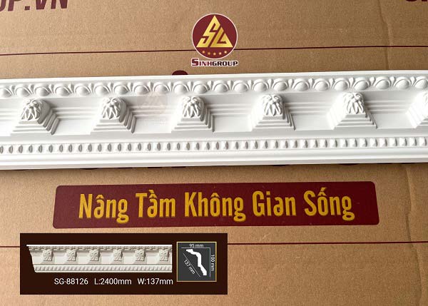 phào cổ trần SG-88126 trắng hoa văn