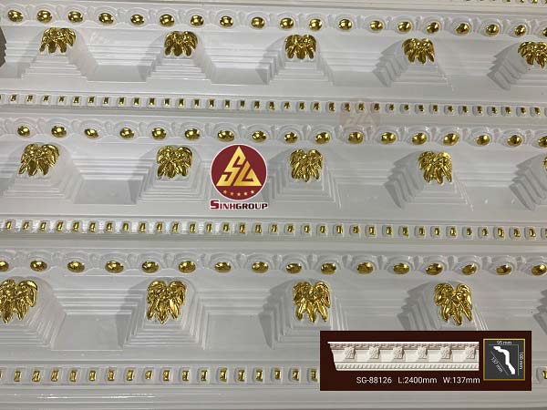 phào cổ trần hoa văn SG-88126 trắng dát vàng
