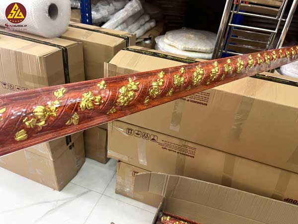 Chi Nẹp Trang Trí Hoa Văn Pu SG-87020 vân gỗ dát vàng