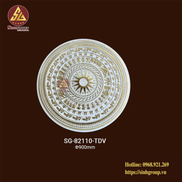 Mâm Trần Trang Trí PU SG-82110 Trắng Dát Vàng