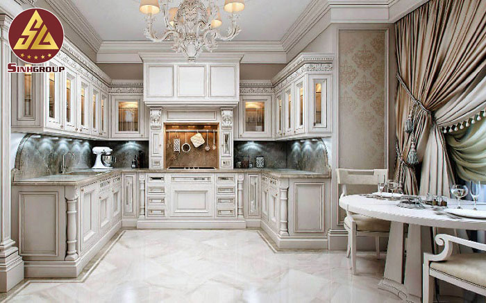 Mẫu phòng ăn, nhà bếp đẹp sử dụng phào chỉ pu - Ảnh 10