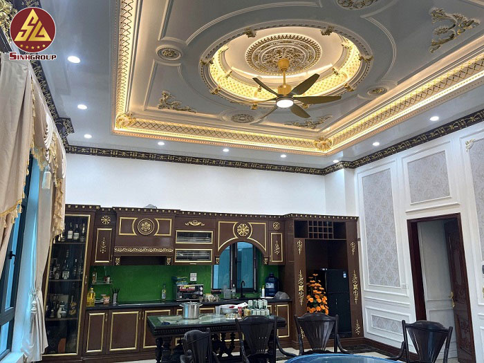 Mẫu phòng ăn, nhà bếp đẹp sử dụng phào chỉ pu - Ảnh 16