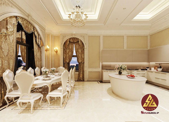 Mẫu phòng ăn, nhà bếp đẹp sử dụng phào chỉ pu - Ảnh 23