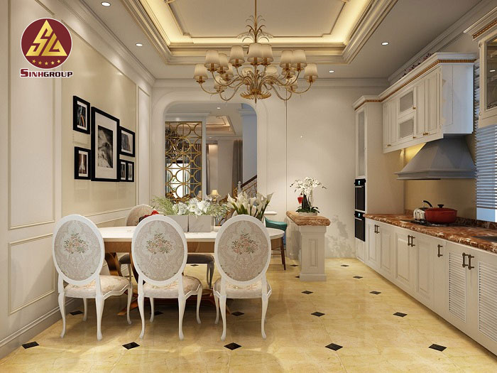 Mẫu phòng ăn, nhà bếp đẹp sử dụng phào chỉ pu - Ảnh 26