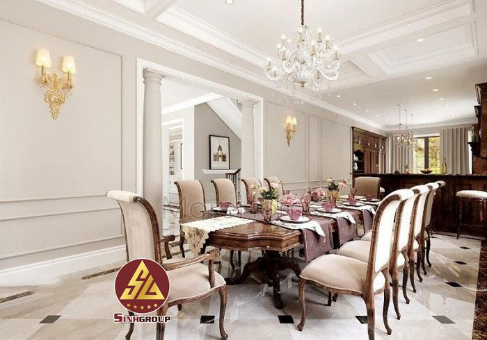 Mẫu phòng ăn, nhà bếp đẹp sử dụng phào chỉ pu - Ảnh 4