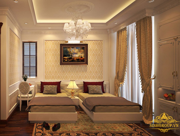 phào chỉ phòng ngủ khách sạn hiện đại