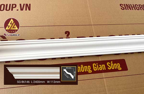 phào cổ trần nhựa Pu cao cấp SG-86146 trắng trơn