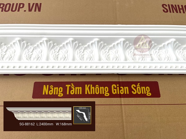 phào cổ trần nhựa pu SG-88162 trắng hoa văn