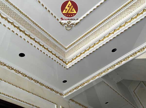 Phào cổ trần hoa văn trắng dát vàng SG-88090