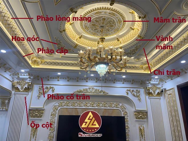 dát vàng phào chỉ trần nhà