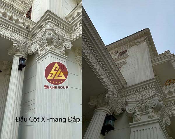 đầu cột xi măng đắp tay