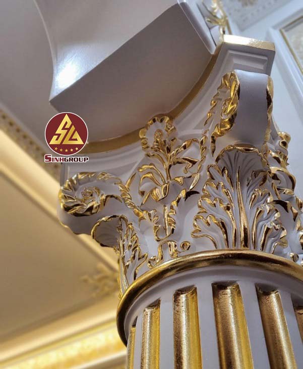 phào chỉ đầu đột tròn dát vàng