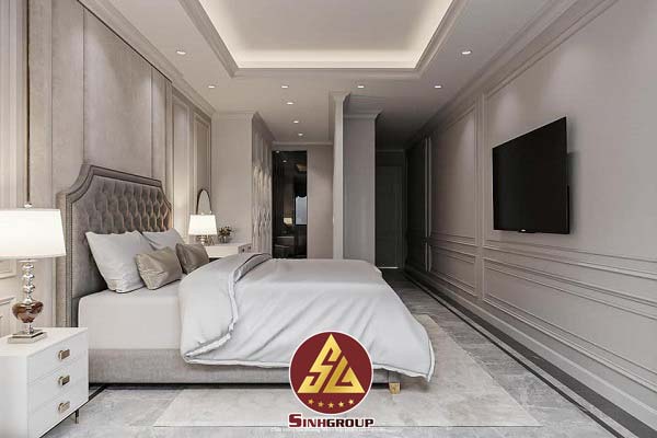 Phào chỉ phòng ngủ nhà phố hiện đại