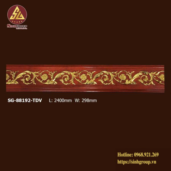 Phào lòng máng Hoa Văn Pu SG-88192-VGDV vân gỗ dát vàng