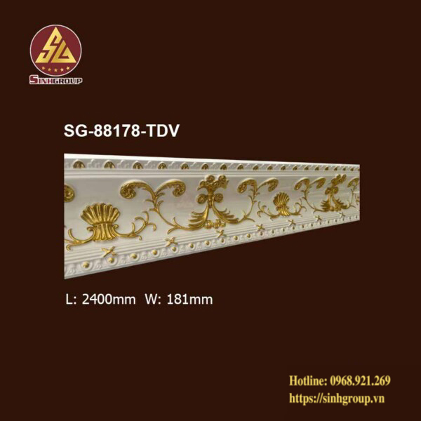 Phào Máng Hoa Văn Pu SG-88178 Trắng Dát Vàng