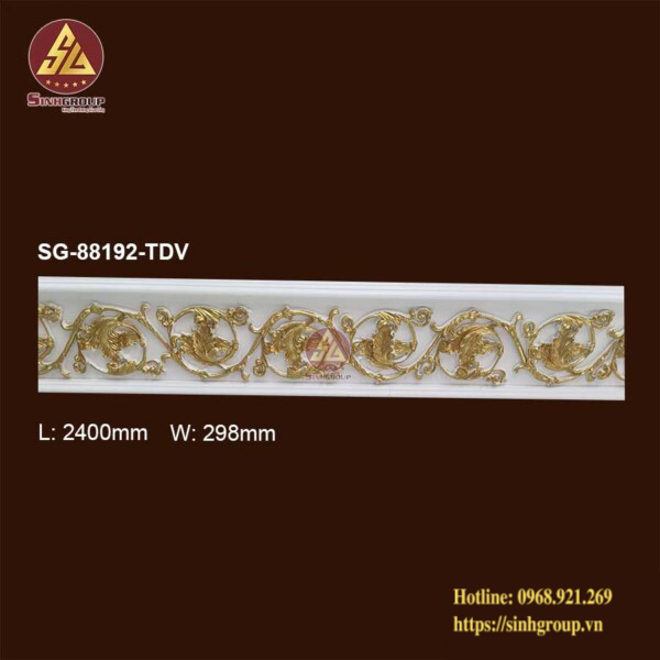 Phào máng hắt Hoa Văn Pu SG-88192-TDV trắng dát vàng