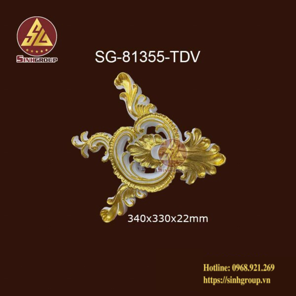Hoa trang trí góc nhựa Pu SG-81355-TDV trắng dát vàng
