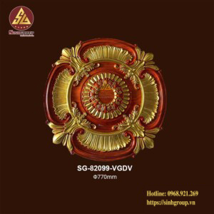 Mâm trần trang trí hoa văn vân gỗ dát vàng Pu SG-82099-VGDV