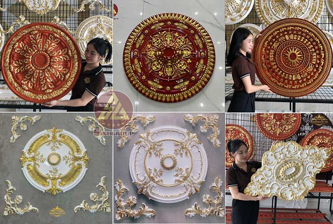 mẫu mâm trần pu dát vàng đẹp