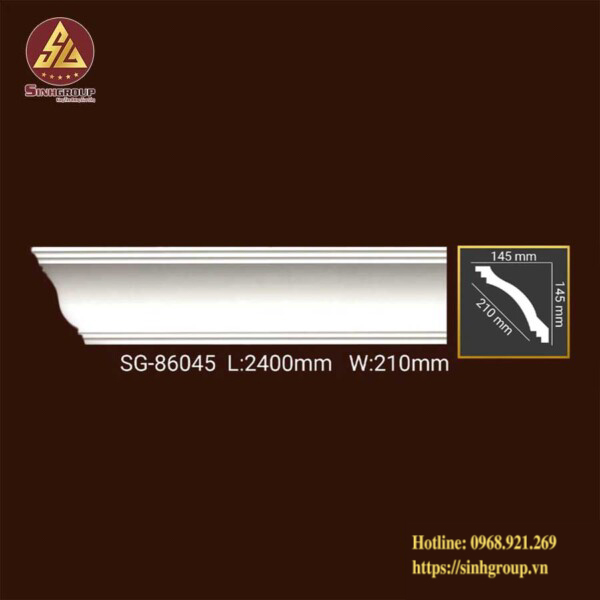Phào cổ trần trang trí trắng trơn PU SG-86045 nhựa Pu