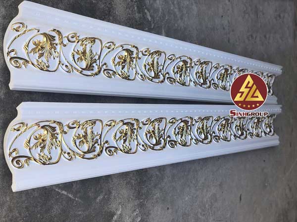 phào máng hắt pu trắng dát vàng