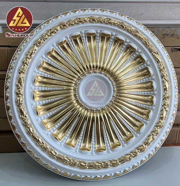 Mâm Trần Trang Trí PU SG-82019-TDV Trắng Dát Vàng