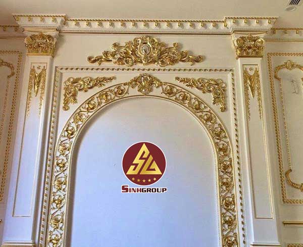 hoa trang trí tường SG-81163AB trắng dát vàng