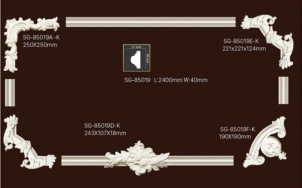 hoa góc SG-85019E-K kết hợp với chỉ nẹp trơn SG-85019