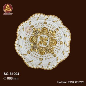 mâm trần hoa văn PU SG-81004 trắng dát vàng