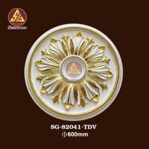 Mâm Trần Trang Trí PU SG-82041-TDV Trắng Dát Vàng