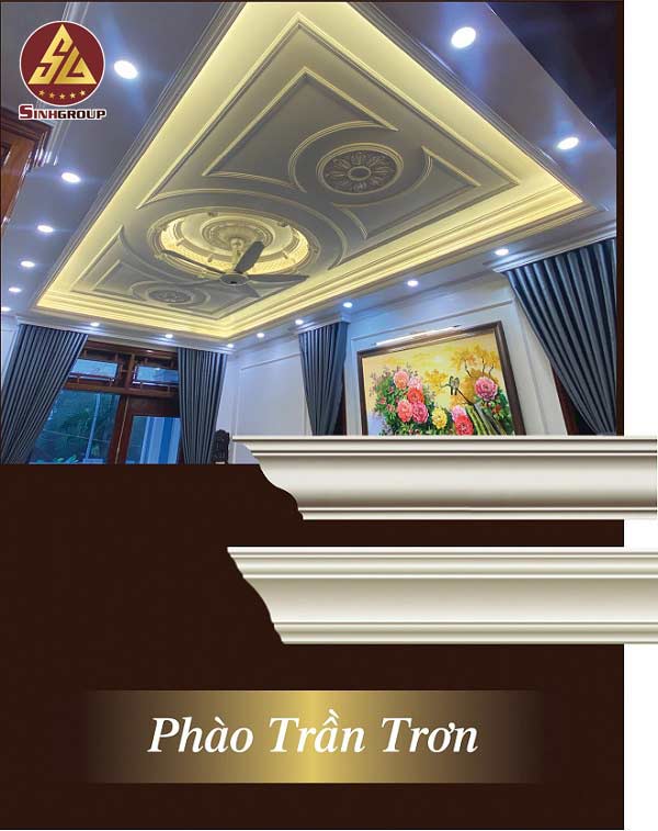 phào cổ trần trơn pu