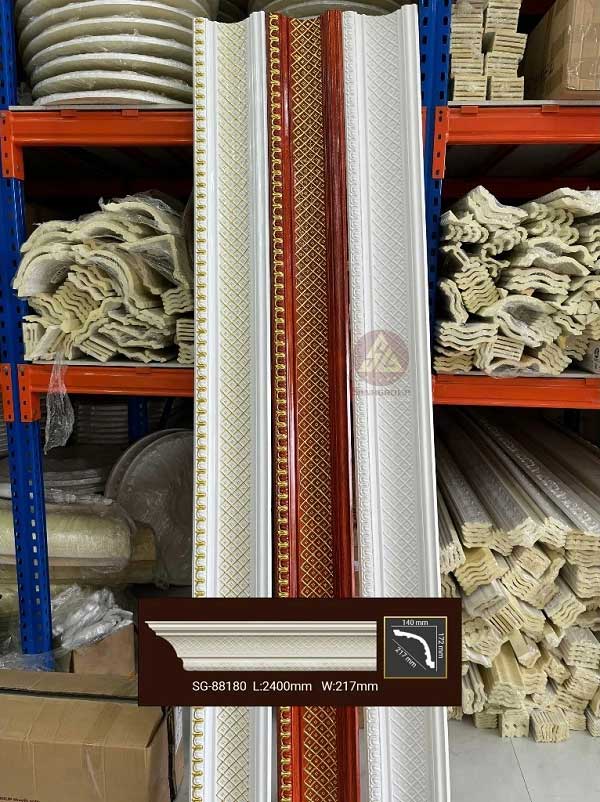 Phào máng Caro vân gỗ dát vàng SG-88180-VGDV